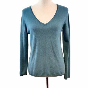 Charter Club Womens M Blue 100% 2-Ply Cashmere V-Neckline L/S Pullover Sweater
